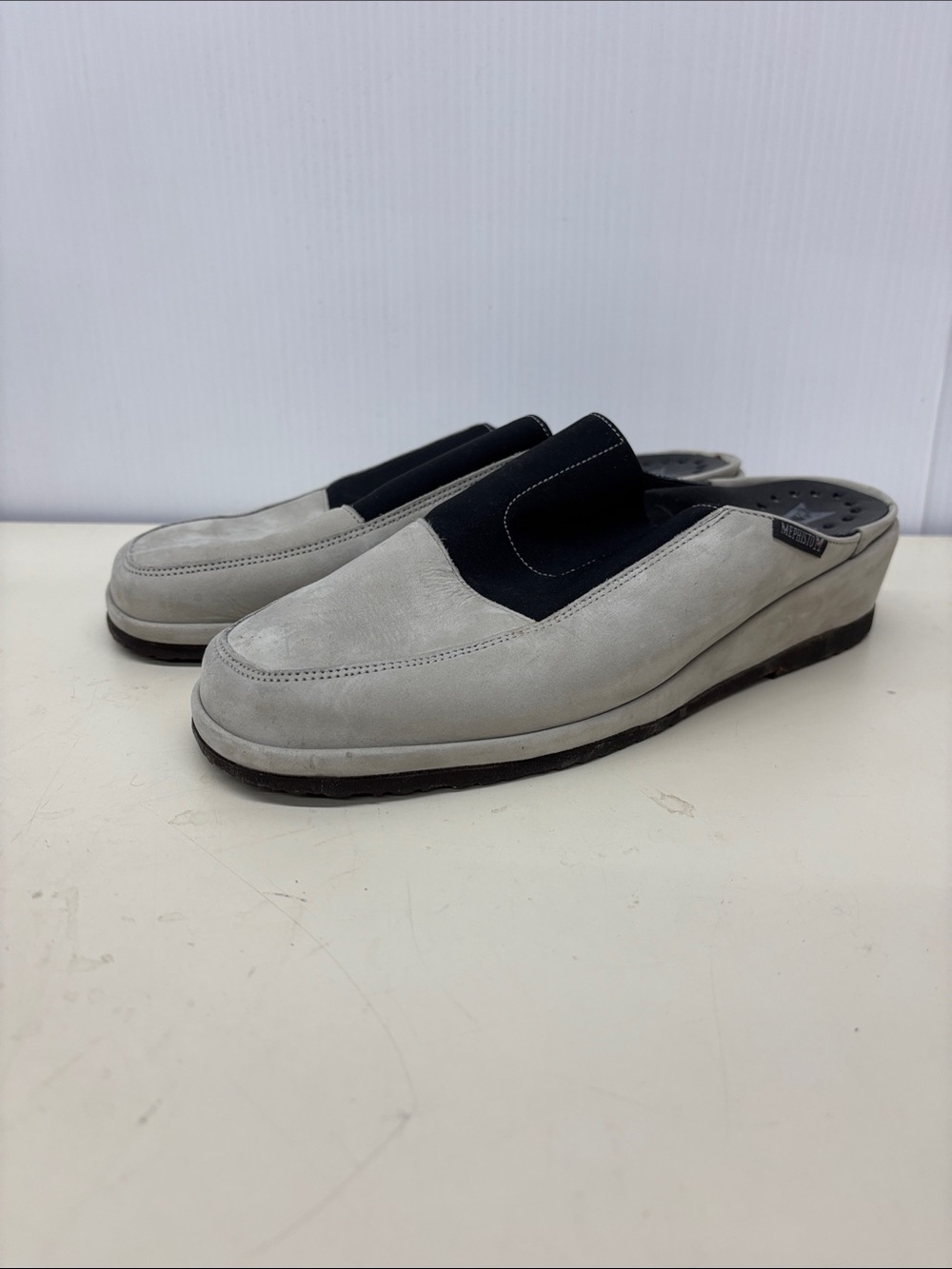 Mephisto Men's Suede Slip-On Loafers in Light Gray and Black